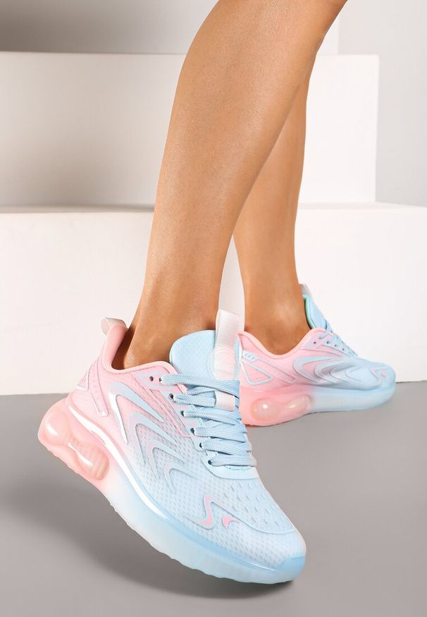 Born2be - Niebiesko-Różowe Płaskie Sznurowane Buty Sportowe Sneakersy Risanni. Okazja: na co dzień. Kolor: niebieski. Materiał: dresówka, jeans. Sezon: wiosna. Obcas: na płaskiej podeszwie