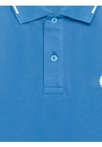 Big-Star - Koszulka męska polo niebieska Polian 401. Typ kołnierza: polo. Kolor: niebieski. Materiał: dzianina, bawełna. Wzór: haft, paski, ze splotem. Styl: sportowy #2