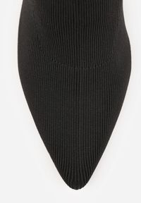 Born2be - Czarne Botki Vices na Obcasie z Elastyczną Cholewką Falienne. Kolor: czarny. Szerokość cholewki: normalna. Obcas: na obcasie. Styl: elegancki. Wysokość obcasa: średni #7