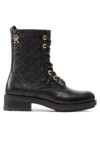 TOMMY HILFIGER - Tommy Hilfiger Botki Th Monogram Biker Boot FW0FW06817 Czarny. Kolor: czarny. Materiał: skóra #1