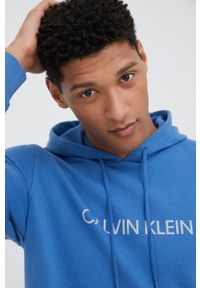 Calvin Klein Performance bluza dresowa męska z kapturem z nadrukiem. Typ kołnierza: kaptur. Kolor: niebieski. Materiał: dresówka. Wzór: nadruk #3