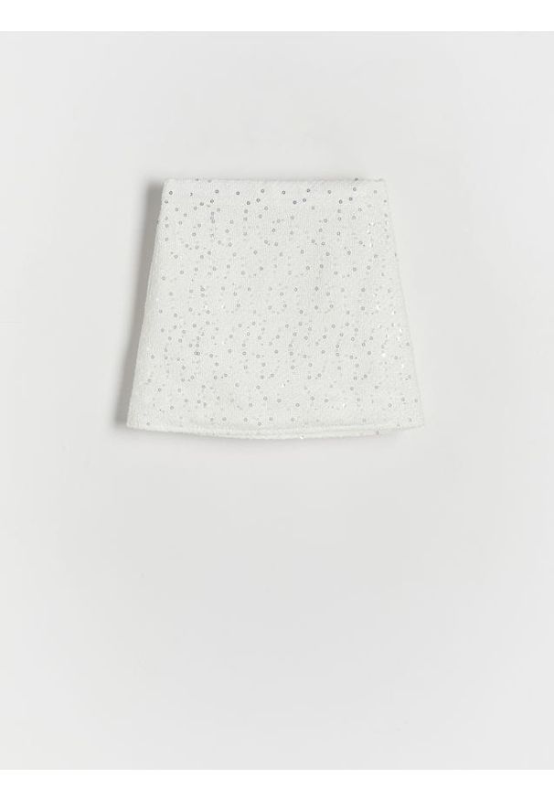 Reserved - Spódnica ze zdobieniem - złamana biel. Materiał: tkanina. Wzór: aplikacja