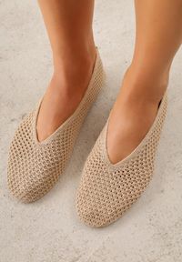 Born2be - Ciemnobeżowe Szydełkowe Balerinki VICES z Plecionki Wolfs. Okazja: na co dzień. Kolor: beżowy. Materiał: jeans, materiał. Szerokość cholewki: normalna. Styl: casual, elegancki #7