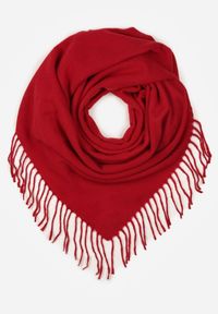 Born2be - Czerwony Gładki Szalik z Frędzlami Vetiela. Okazja: na co dzień. Kolor: czerwony. Materiał: jeans. Wzór: gładki. Sezon: zima, jesień. Styl: casual, elegancki #4