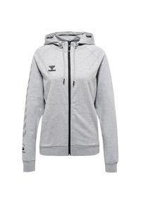 Damska bawełniana bluza z kapturem zapinana na zamek Hummel Move Grid. Typ kołnierza: kaptur. Kolor: szary. Materiał: bawełna. Wzór: nadruk, aplikacja, jodełka. Sport: fitness #1