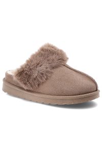 Brązowe Kapcie Vinceza Ciepłe Domowe Obuwie Damskie. Okazja: do domu. Kolor: brązowy. Materiał: materiał. Szerokość cholewki: normalna #1
