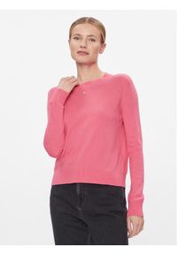 Tommy Jeans Sweter Tjw Essential Crew Neck Sweater DW0DW17254 Różowy Regular Fit. Kolor: różowy. Materiał: bawełna
