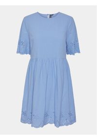 Pieces Sukienka letnia Almina 17149522 Niebieski Regular Fit. Kolor: niebieski. Materiał: bawełna. Sezon: lato