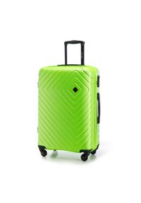 Wittchen - Średnia walizka z ABS-u z geometrycznym tłoczeniem limonkowa. Materiał: poliester. Wzór: geometria #3