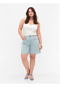 Zizzi Szorty jeansowe J10886B Błękitny Regular Fit. Kolor: niebieski. Materiał: bawełna, jeans, syntetyk #6