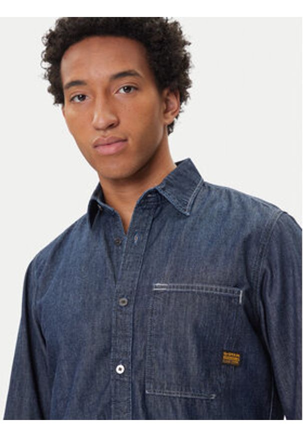 G-Star RAW - G-Star Raw Koszula jeansowa D27083-D539 Granatowy Regular Fit. Kolor: niebieski. Materiał: bawełna
