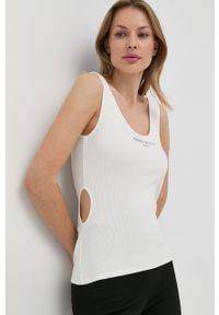 Miss Sixty top damski kolor biały. Okazja: na co dzień. Kolor: biały. Materiał: dzianina. Wzór: gładki. Styl: casual #6