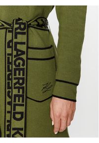Karl Lagerfeld - KARL LAGERFELD Kardigan Ikonik 2.0 221W2003 Zielony Relaxed Fit. Typ kołnierza: dekolt w karo. Kolor: zielony. Materiał: bawełna #3