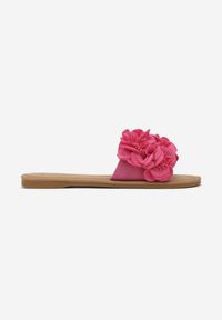 Renee - Fuksjowe Klapki z Ozdobnymi Kwiatami 3D na Cholewce Sylphiase. Kolor: różowy. Wzór: kwiaty. Sezon: lato #3