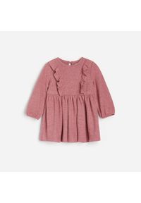 Reserved - Dzianinowa sukienka z falbanami - Fioletowy. Kolor: fioletowy. Materiał: dzianina #1