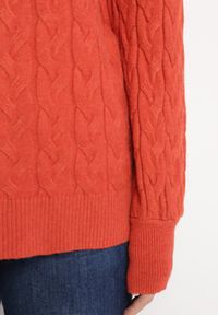 Born2be - Pomarańczowy Sweter z Golfem w Warkoczowy Splot ze Ściągaczami Maraiwai. Typ kołnierza: golf. Kolor: pomarańczowy. Wzór: ze splotem. Sezon: jesień #2