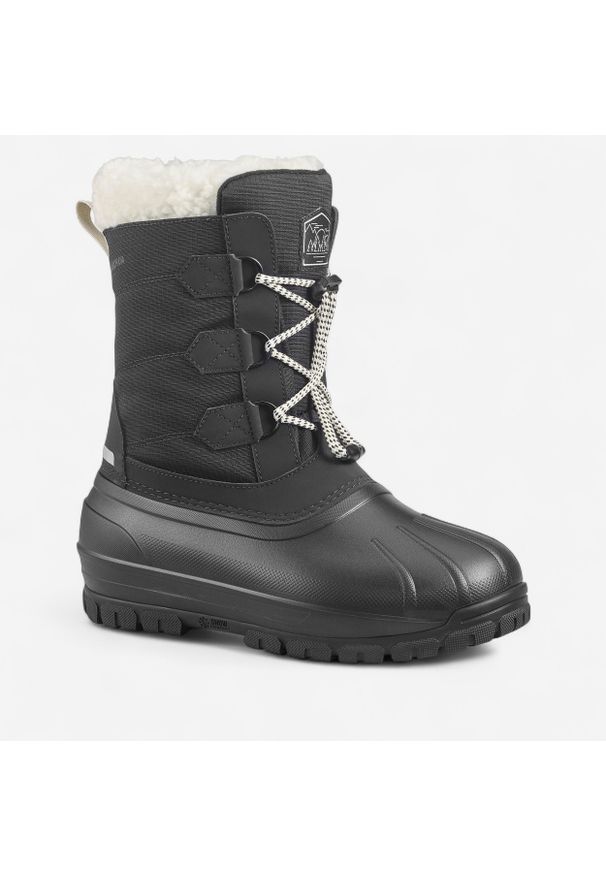 quechua - Buty turystyczne śniegowce dla dzieci Quechua SH900 Warm wodoodporne. Zapięcie: sznurówki. Kolor: czarny. Materiał: materiał. Szerokość cholewki: normalna. Sezon: zima. Sport: turystyka piesza