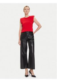 Morgan Spodnie z imitacji skóry 242-PCHOU Czarny Wide Leg. Kolor: czarny. Materiał: skóra