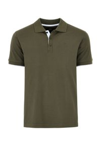 Ochnik - Koszulka polo męska w kolorze khaki. Typ kołnierza: polo. Kolor: zielony. Materiał: bawełna