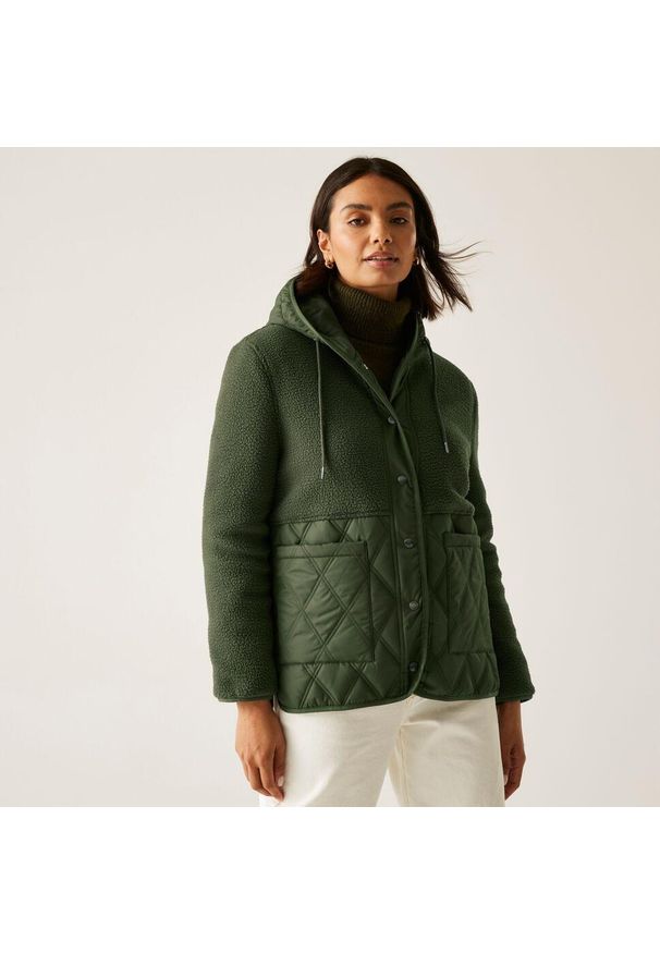 Regatta - Kurtka damska zimowa ocieplana Mikayla. Kolor: zielony. Materiał: polar, puch. Sezon: zima. Sport: turystyka piesza