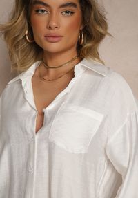 Renee - Biała Koszula z Wiskozy z Ozdobną Kieszonką Dovanna. Okazja: na co dzień, na spotkanie biznesowe, do pracy. Typ kołnierza: kołnierzyk klasyczny. Kolor: biały. Materiał: wiskoza. Styl: biznesowy, klasyczny, elegancki, casual #4