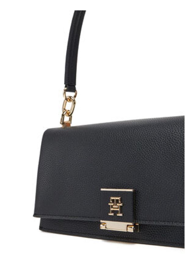 TOMMY HILFIGER - Tommy Hilfiger Torebka Th Her Med Crossover AW0AW17216 Czarny. Kolor: czarny. Materiał: skórzane