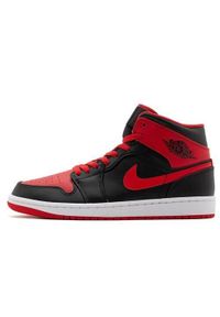 Buty do chodzenia męskie Nike Air Jordan 1 Mid. Zapięcie: sznurówki. Kolor: czarny. Materiał: materiał. Szerokość cholewki: normalna. Model: Nike Air Jordan. Sport: turystyka piesza
