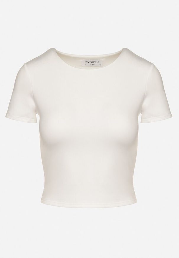 Born2be - Biały T-shirt Krótki z Wiskozą Eframera. Okazja: na co dzień. Kolor: biały. Materiał: wiskoza. Długość: krótkie. Styl: klasyczny, elegancki, casual