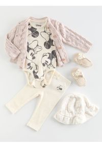 Reserved - Prążkowane body Minnie Mouse - złamana biel. Materiał: prążkowany. Wzór: motyw z bajki