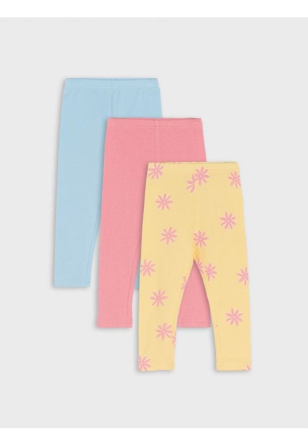 Sinsay - Legginsy 3 pack - niebieski. Kolor: niebieski. Materiał: bawełna