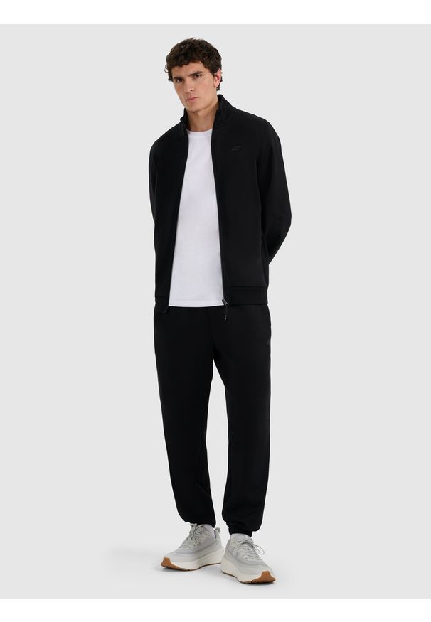 4f - 4F Bluza dresowa rozpinana bez kaptura męska - czarna M. Okazja: na co dzień. Typ kołnierza: bez kaptura. Kolor: czarny. Materiał: dresówka. Styl: casual
