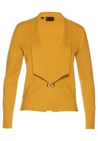 Sweter rozpinany bonprix ciemnożółto-złocisty. Kolor: złoty. Materiał: materiał, bawełna, poliamid #1