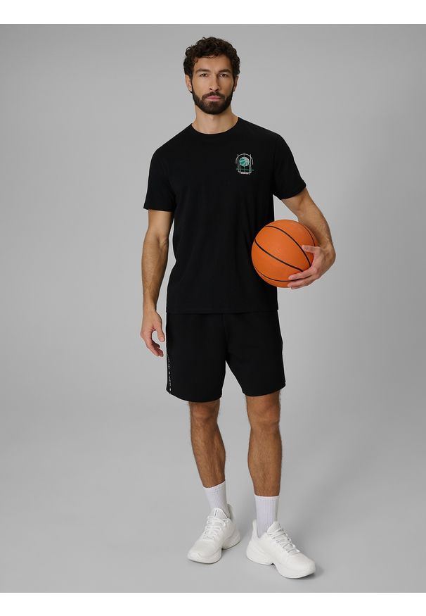 4f - 4F T-shirt regular z nadrukiem męski - czarny XXL. Okazja: na co dzień. Kolor: czarny. Materiał: dzianina, bawełna. Wzór: nadruk. Styl: casual