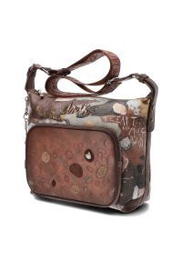 Brązowa Torebka Anekke Elegancka Listonoszka Damska. Kolor: brązowy. Wzór: aplikacja. Materiał: zdobione. Styl: elegancki #2