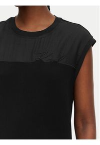 Karl Lagerfeld - KARL LAGERFELD Sukienka codzienna B2W13033 Czarny Regular Fit. Okazja: na co dzień. Typ kołnierza: dekolt w karo. Kolor: czarny. Materiał: syntetyk. Typ sukienki: proste. Styl: casual #5