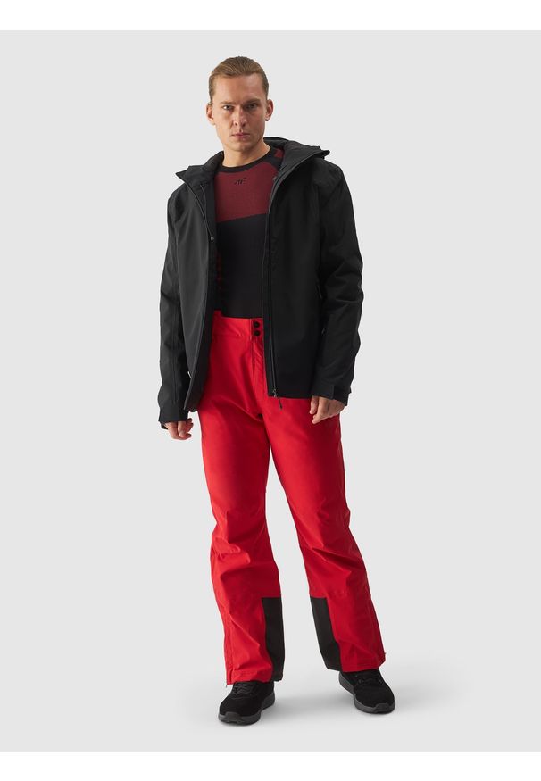 4f - 4F Kurtka narciarska membrana 5000 męska - czarna S. Okazja: na co dzień. Typ kołnierza: kaptur. Kolor: czarny. Materiał: poliester, materiał, puch, syntetyk. Długość: długie. Sezon: zima. Styl: casual, klasyczny, sportowy