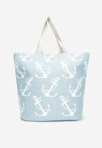Renee - Jasnoniebieska Torebka Tote z Marynarskim Nadrukiem w Kotwice Rosalux. Kolor: niebieski. Wzór: nadruk. Styl: casual, elegancki