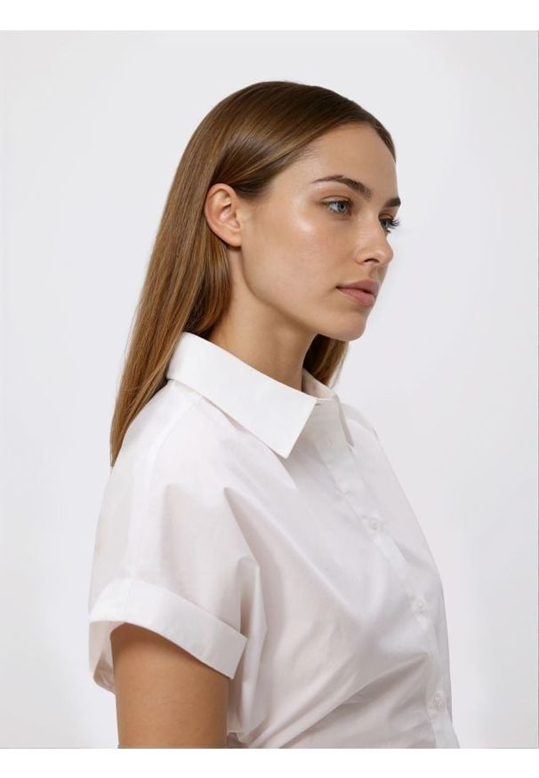 Reserved - Taliowana koszula - biały. Kolor: biały. Materiał: bawełna