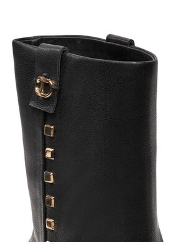 TwinSet - TWINSET Botki Biker 242TCP074 Czarny. Kolor: czarny. Materiał: skóra