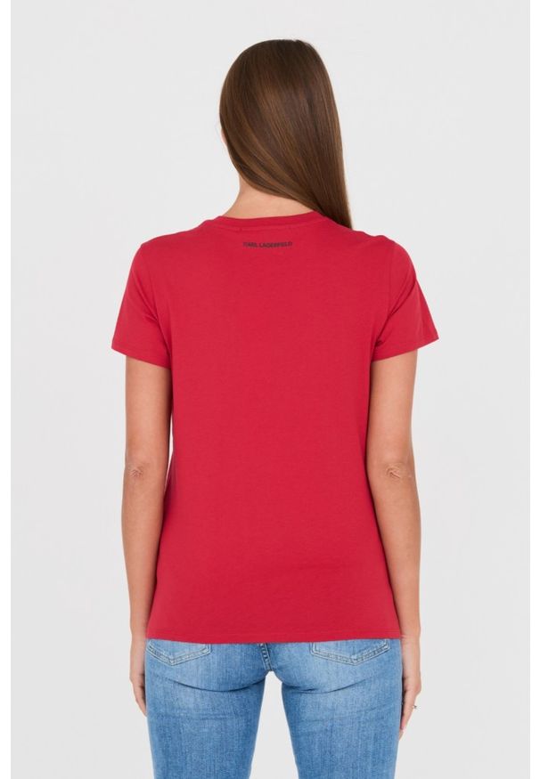 Karl Lagerfeld - KARL LAGERFELD Czerwony t-shirt z kotem. Kolor: czerwony