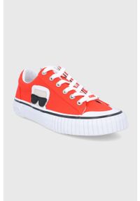 Karl Lagerfeld Tenisówki damskie kolor pomarańczowy. Nosek buta: okrągły. Zapięcie: sznurówki. Kolor: pomarańczowy. Materiał: guma #4