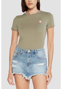 Guess - GUESS Zielony damski t-shirt Mini. Kolor: zielony