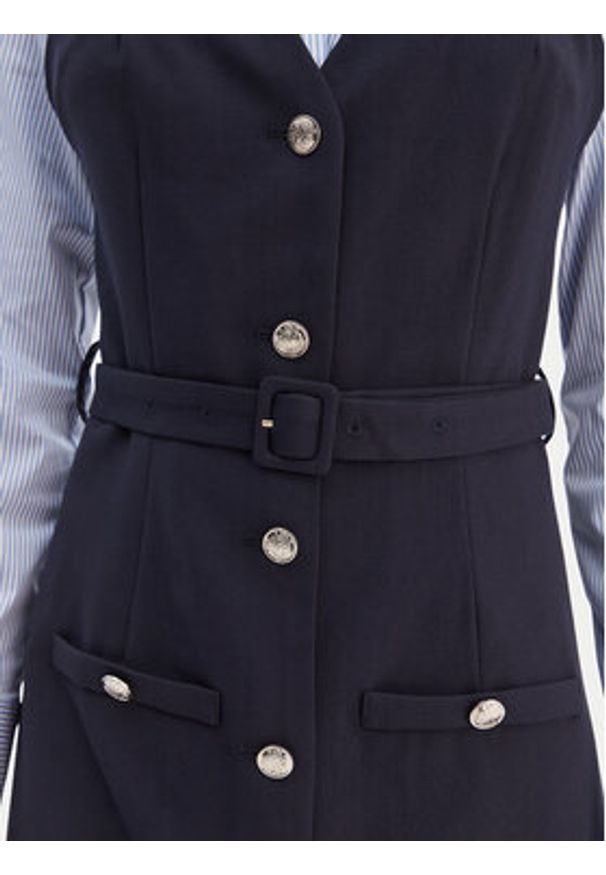 Morgan Sukienka koszulowa 261-RIVOL Granatowy Slim Fit. Kolor: niebieski. Materiał: syntetyk. Typ sukienki: koszulowe