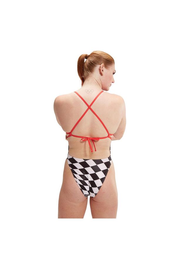 Strój kąpielowy jednoczęściowy dla kobiet Speedo Alov Digi Tie Back. Kolor: czarny, biały, wielokolorowy