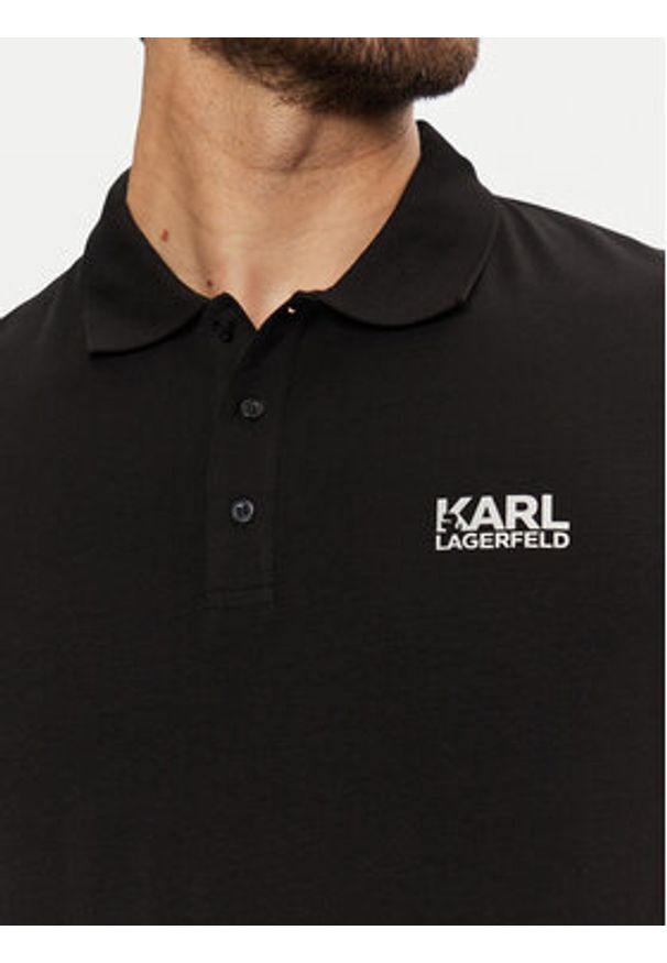 Karl Lagerfeld - KARL LAGERFELD Polo 745088 551235 Czarny Regular Fit. Typ kołnierza: polo. Kolor: czarny. Materiał: bawełna