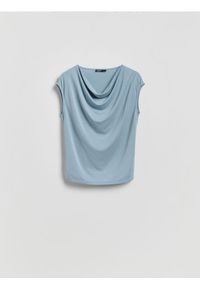 Reserved - Bluzka z modalem - jasnoniebieski. Kolor: niebieski. Materiał: dzianina