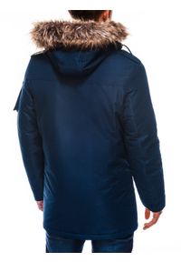 Ombre Clothing - Kurtka męska zimowa parka - granatowa C410 - M. Kolor: niebieski. Materiał: poliester. Sezon: zima #5