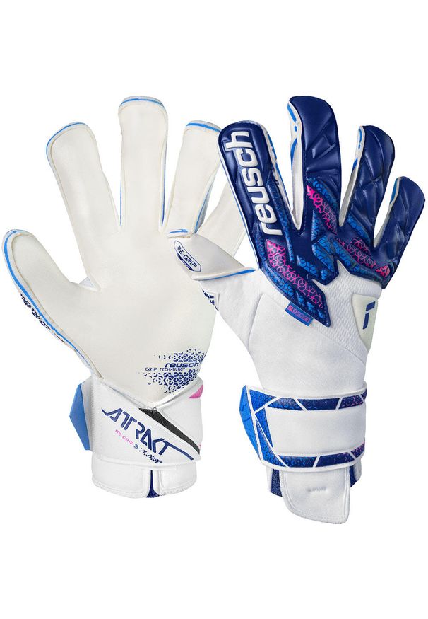 Rękawice bramkarskie Reusch Football Attrakt Evolution. Kolor: biały, różowy, wielokolorowy. Materiał: guma. Sport: piłka nożna