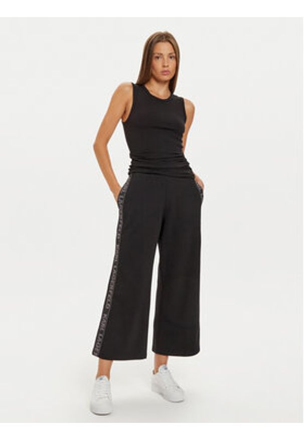 Karl Lagerfeld - KARL LAGERFELD Spodnie dzianinowe 246W1010 Czarny Relaxed Fit. Kolor: czarny. Materiał: wiskoza