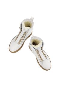 CheBello - Białe Botki Chebello Ocieplane Skórzane Buty Damskie. Kolor: biały. Materiał: skóra #8